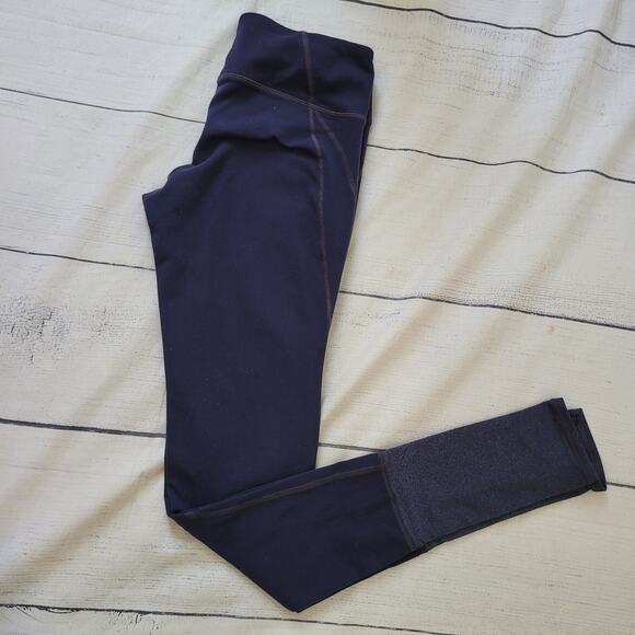 Athleta Size S Navy Mixed Fabric Ankle Warmer Leggings Gym Workout Yoga - Picture 7 of 7